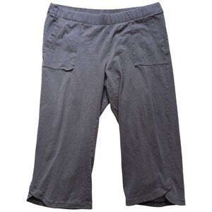 Purejill Women's Wide Leg Pull On Capri Pants Flat Front Stretch Size L Gray